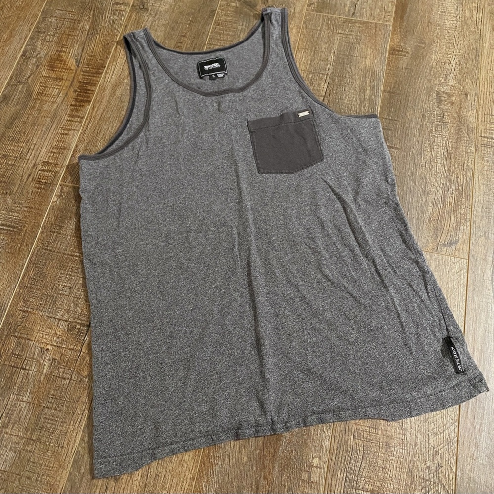 Mens Rip Curl Grey Tank Top Size Small with Pocket Workout Apparel Beach Gym